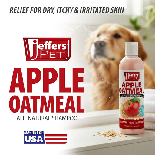 Jeffers Pet Apple Oatmeal All - Natural Hypoallergenic Dry Skin Shampoo for Dogs and Cats - TZP3 - 17 oz - 1 - 2