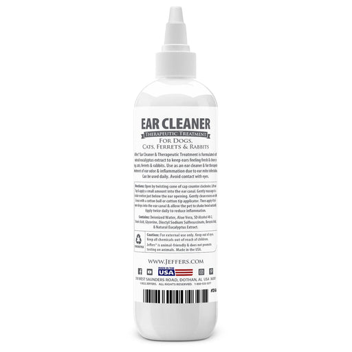 Jeffers Pet Ear Cleaner Solution for Dogs, Cats, Ferrets & Rabbits – Soothes, Cleans, and Deodorizes with Aloe Vera & Eucalyptus - TZEA - 8 oz - 2