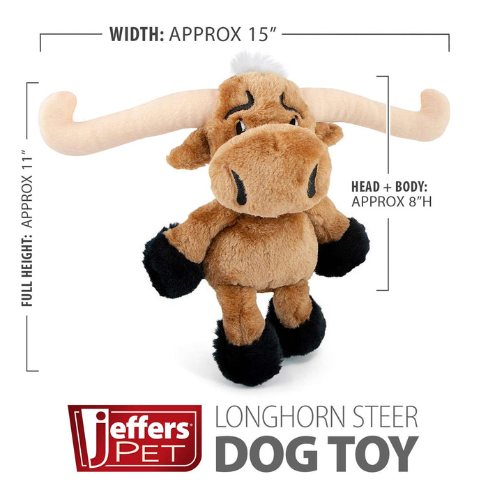 Jeffers Plush Longhorn Steer Squeaker Dog Toy, 8" - I7AC - 8" - 1 ct - 6