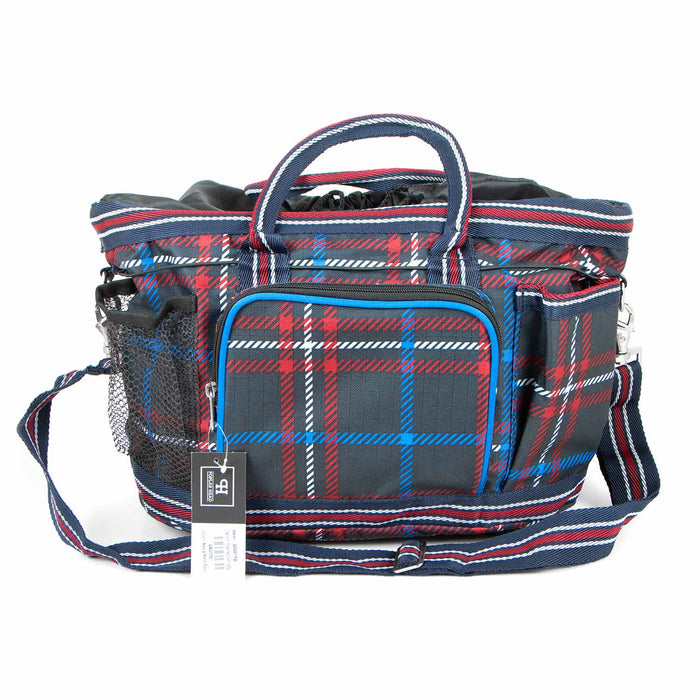 Jeffers Poplar Head Horse Grooming Bag - GAG1TG - Navy & Merlot Plaid - 31