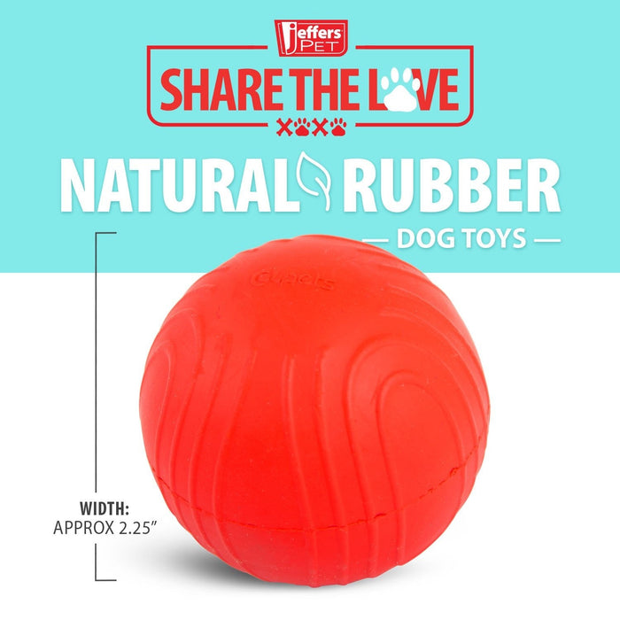 Jeffers Red Bouncing Ball with Waves Natural Rubber Dental Dog Chew Toy for Energetic Play - I7Q3 - Red - Medium - 1 - 3
