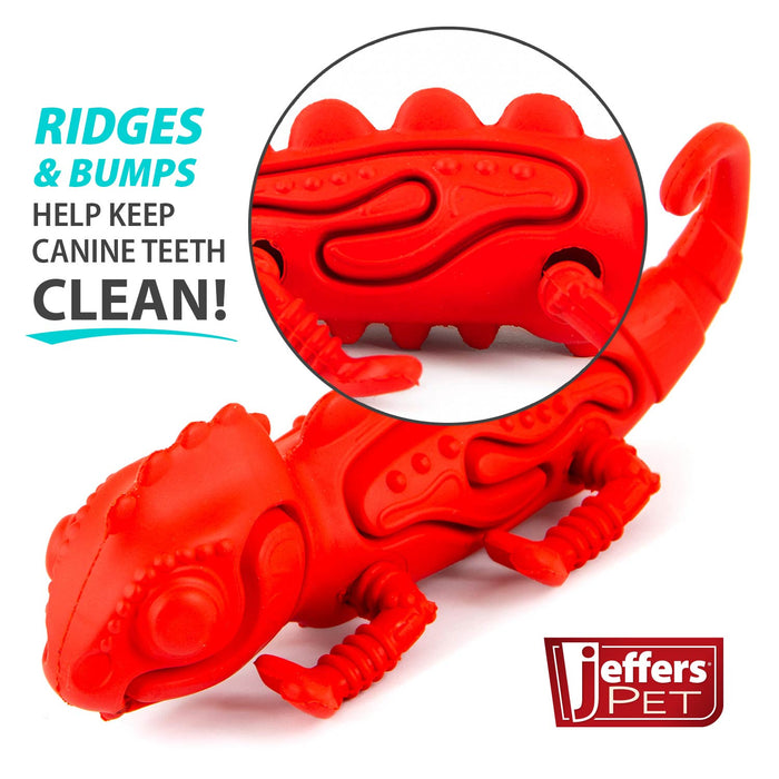 Jeffers Red Chameleon Natural Eco - Friendly Rubber Dental Dog Chew Toy for Medium Chewers - I7QF - Red - Medium - 1 - 4