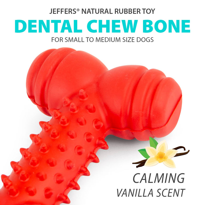 Jeffers Red Dental Bone Natural Rubber Dog Chew Toy for Healthy Teeth and Gums - I7Q8 - Red - Small - 1 - 2
