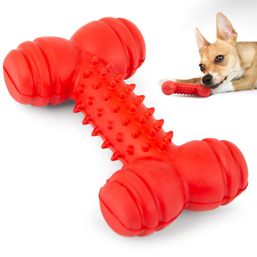 Jeffers Red Dental Bone Natural Rubber Dog Chew Toy for Healthy Teeth and Gums - I7Q8 - Red - Small - 1 - 1