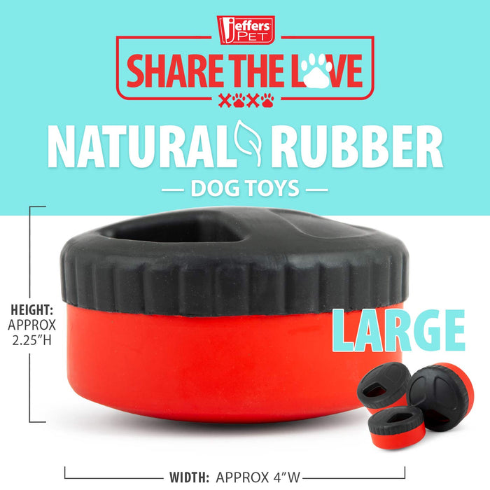 Jeffers Red Hockey Puck Natural Rubber Treat Dispensing Dental Dog Chew Toy - I7QM - Red - Small - 1 - 14