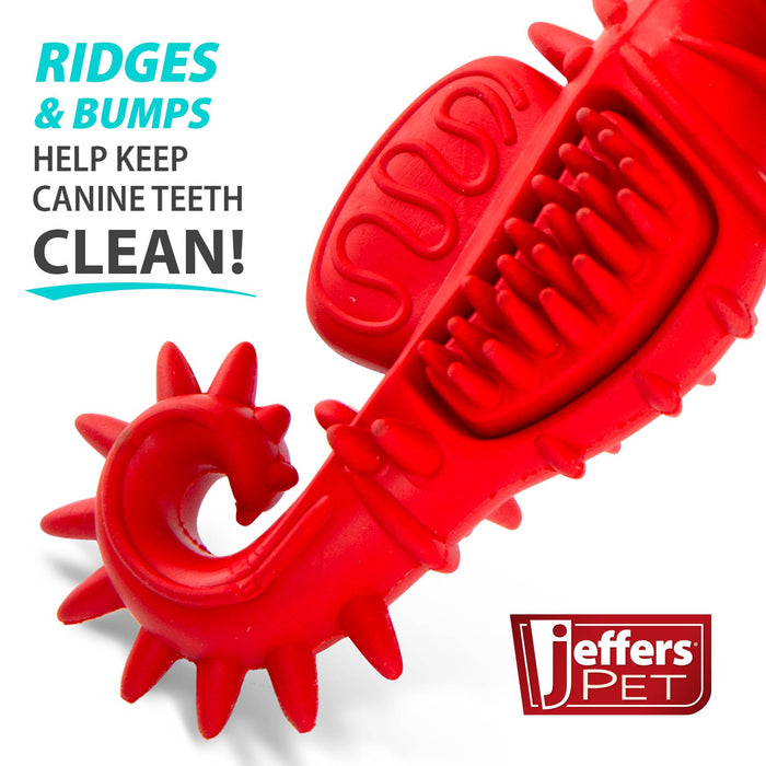 Jeffers Red Seahorse Natural Rubber Dog Chew Toy with Vanilla Scent and Textured Ridges for Dental Health - I7Q9 - Red - Small - 1 - 4