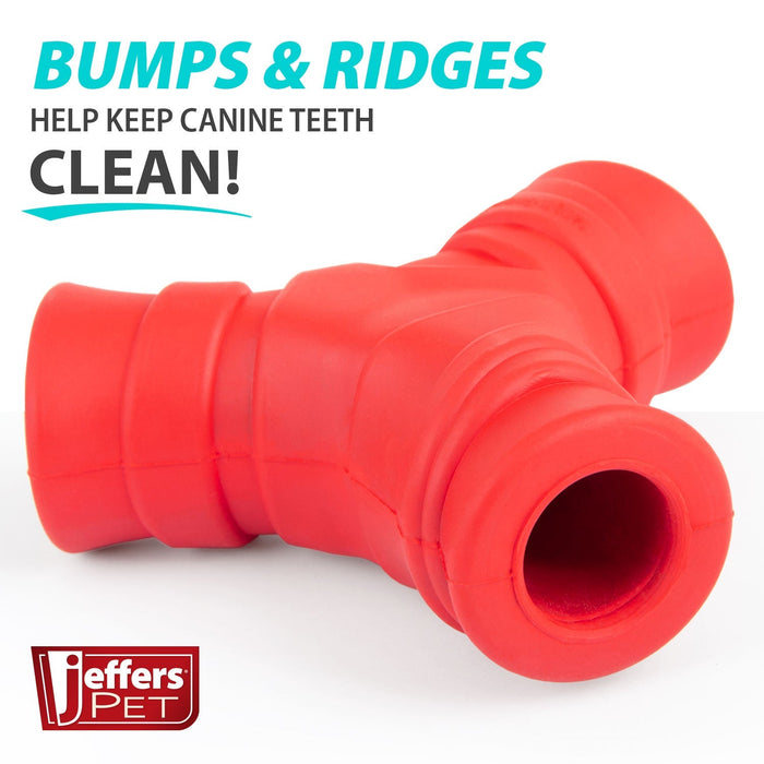 Jeffers Red "Y" Natural Rubber Dental Dog Chew Toy for Medium Chewers - I7QE - Red - Medium - 1 - 4
