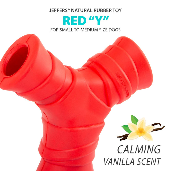 Jeffers Red "Y" Natural Rubber Dental Dog Chew Toy for Medium Chewers - I7QE - Red - Medium - 1 - 3