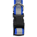Jeffers Reflective Safety Stripe Adjustable Nylon Dog Collar – Glow-in-the-Dark for Night Visibility - IDE7 - 5/8"W x 10"-16"L - Blue - 8