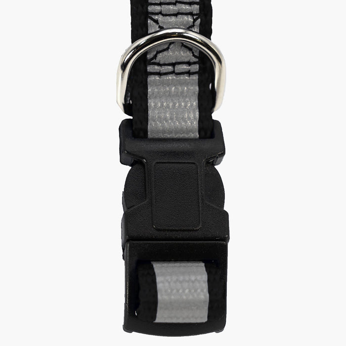 Jeffers Reflective Safety Stripe Adjustable Nylon Dog Collar – Glow-in-the-Dark for Night Visibility - IDE8 - 5/8"W x 10"-16"L - Black - 14