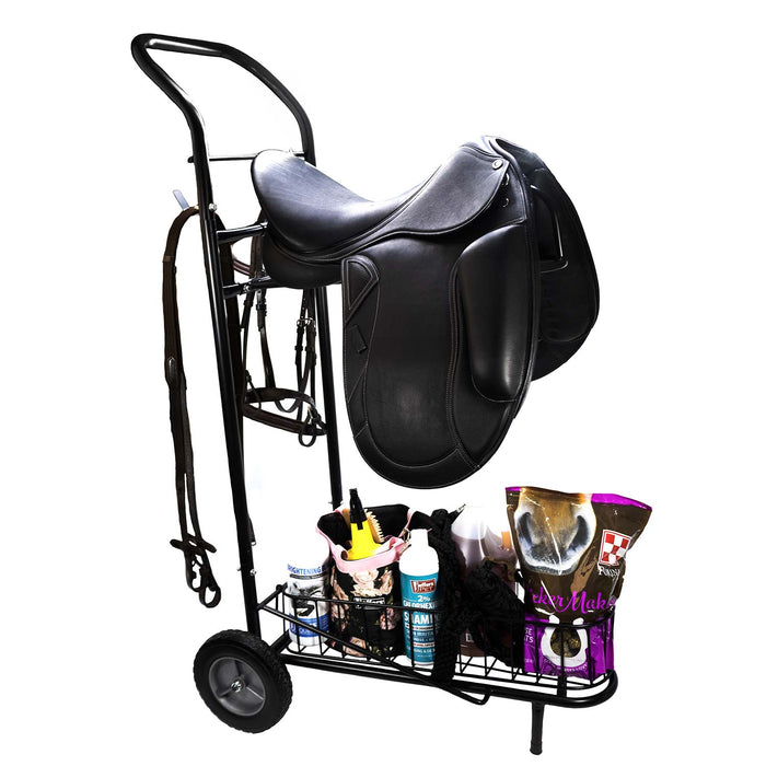 Jeffers Rolling Saddle & Tack Cart, 1 Tier Metal Horse Show Cart - IA9T - Black - Each - 5