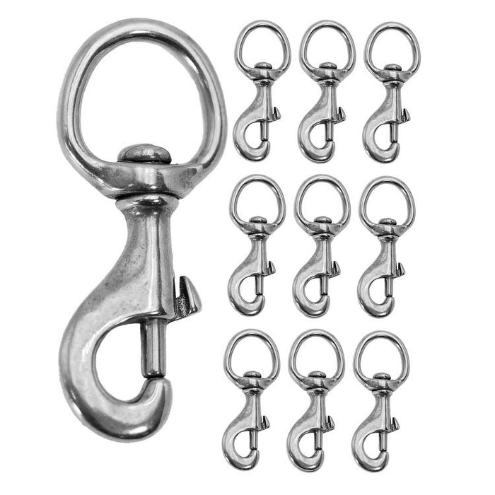 Jeffers Round Eye Bolt Snaps - IABT-10 - Nickel - plated - 1" x 3 - 7/8" - 10 Pack - 12