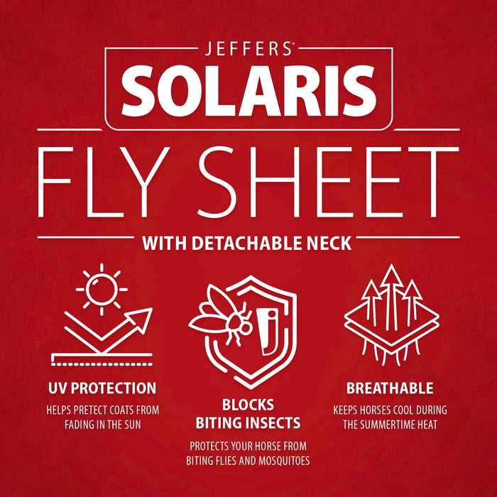Jeffers Solaris Horse Fly Sheet with Detachable Neck, Grey & Red - JEF2PD - Grey & Red - 66" - 2