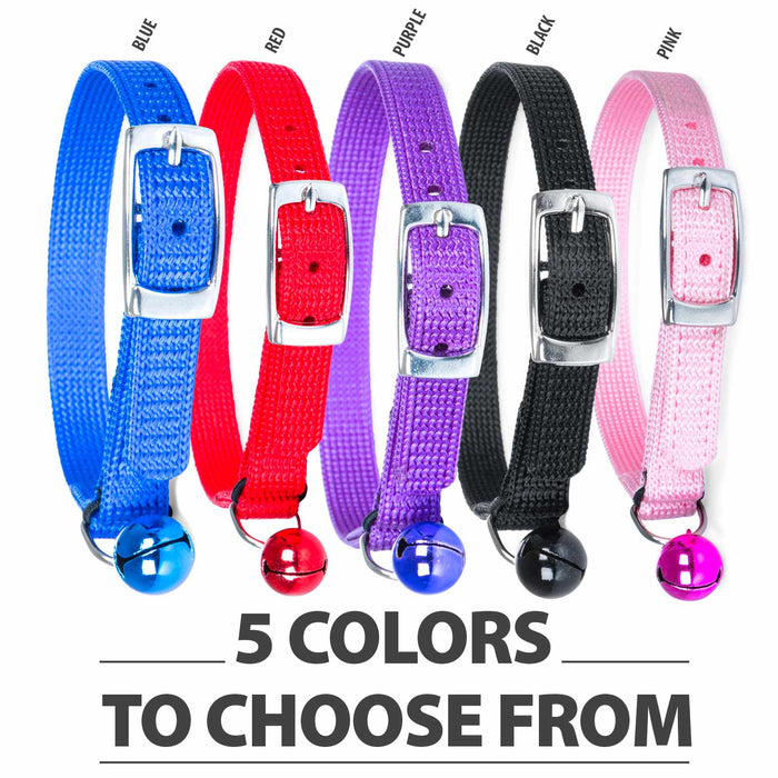 Jeffers Solid Adjustable Nylon Cat Collars - IDCQ - 10"L - Blue - 2