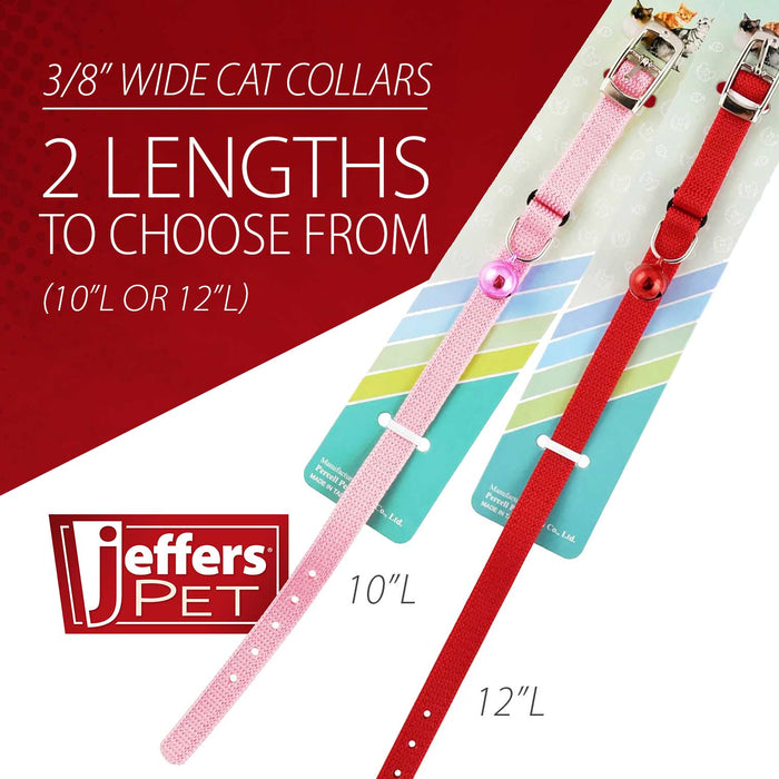 Jeffers Solid Adjustable Nylon Cat Collars - IDCQ - 10"L - Blue - 3