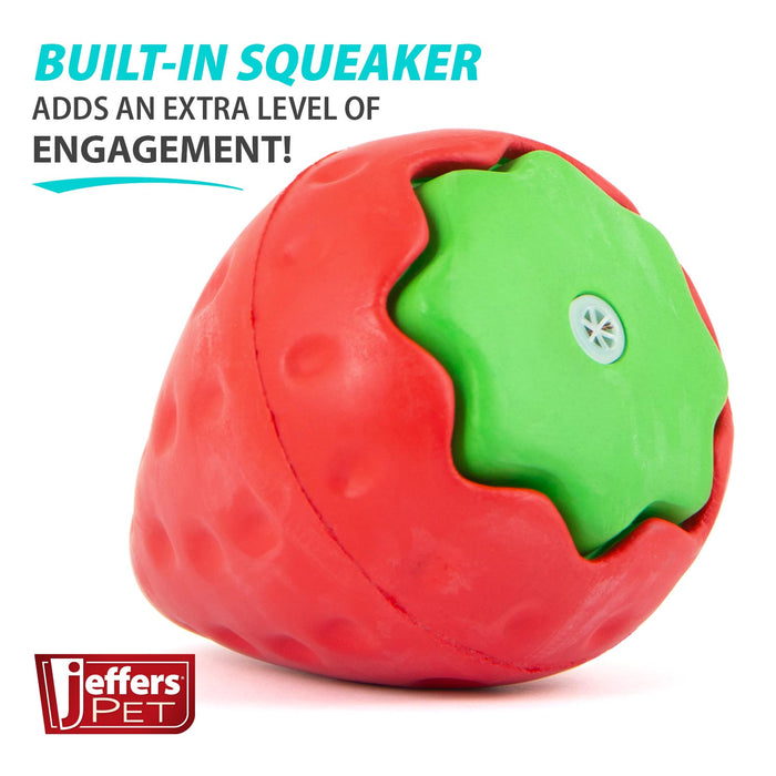 Jeffers Squeaky Strawberry Natural Rubber Dog Dental Chew Toy with Squeaker & Vanilla Scent for Medium Chewers - I7RT - Multi - Small - 1 - 4