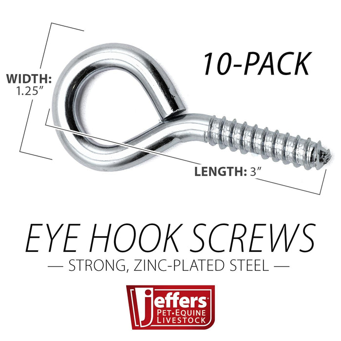 Jeffers Steel Wire Eye Hook Screws for Barn & Stable, 10 Pack - IACW - 3