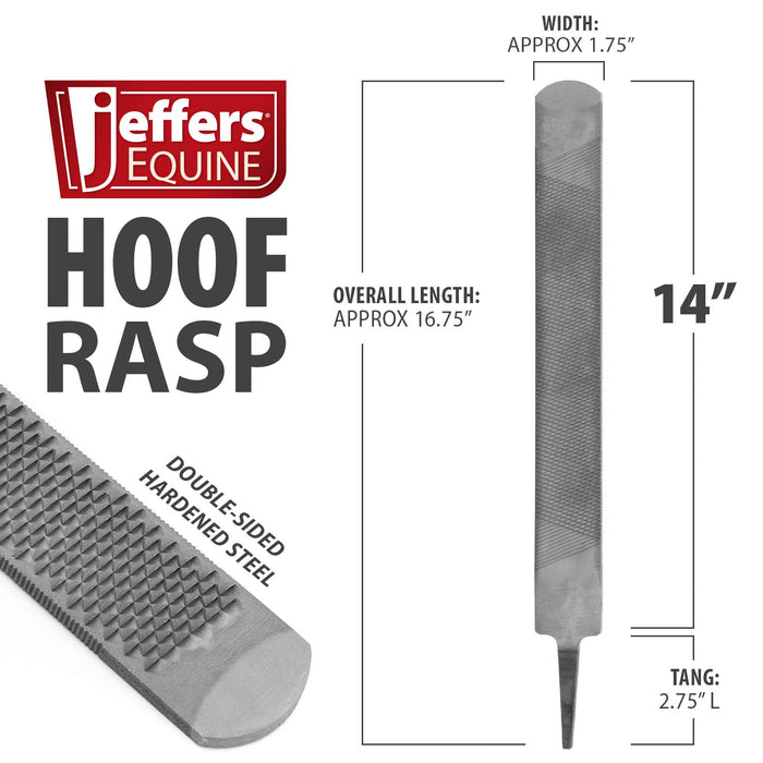 Jeffers Tanged Steel Hoof Rasp – Durable 10" & 14" Rasp for Horses, Ponies, Minis, Goats, and Sheep - IAA6 - 14"L - 6