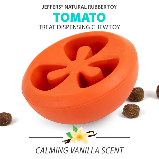 Jeffers Tomato Shaped Natural Rubber Treat Dispensing Dental Dog Chew Toy for Medium - Chewers - I7QL - Red - Small - 1 - 2
