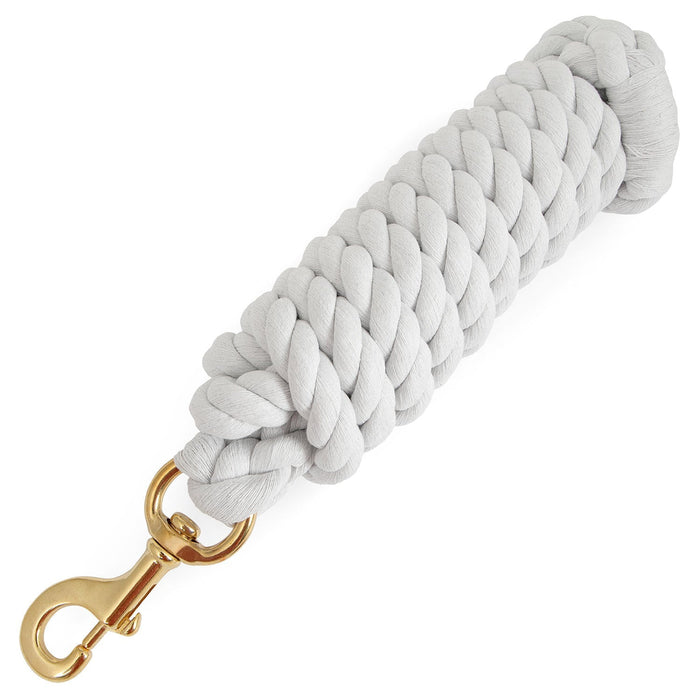 Jeffers Twisted Solid Cotton Horse Lead Ropes with Brass Bolt Snap, 10' L - IATF - White - 4