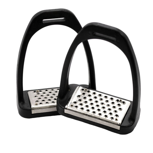 Jeffers Uniquely English Composite Stirrup Irons with Stainless Steel Pads - IA6T - Black - 4.5" - Pair - 1