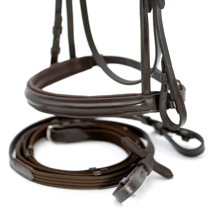 Jeffers Uniquely English "Devon" Leather Snaffle Bridle with Reins for Horses - JEF14B - Havana - Cob - 1 - 3