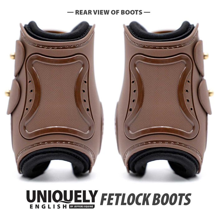 Jeffers Uniquely English Fetlock Boots for Horses, 2 - Pack - IAQO - Medium - Brown - 2 pk - 14