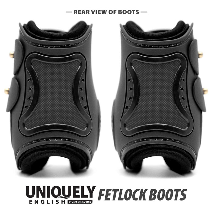 Jeffers Uniquely English Fetlock Boots for Horses, 2 - Pack - IAQP - Medium - Black - 2 pk - 20