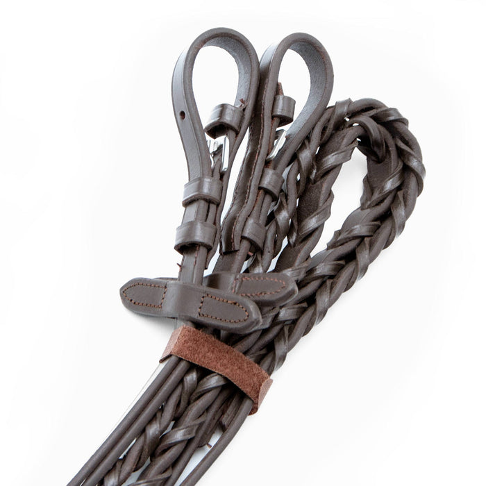 Jeffers Uniquely English Leather Laced Reins, Havana - JEF14X - Hook & Stud Bit Ends - Havana - 1 - 3