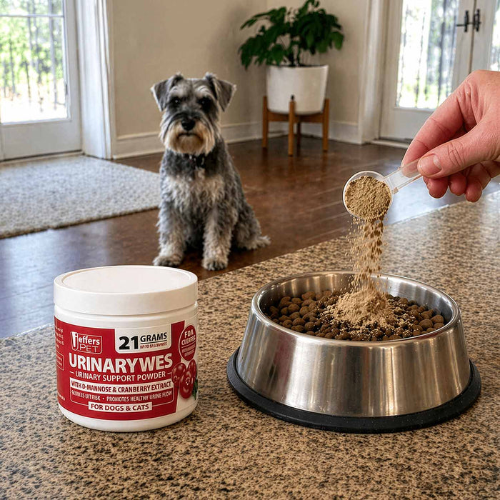 Jeffers UrinaryWes Urinary Support Powder with D - Mannose for Dogs & Cats - JEFBBF - 90 grams (Up to 42 Servings) - Chicken - Powder - 5