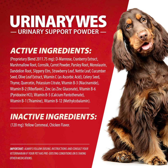 Jeffers UrinaryWes Urinary Support Powder with D - Mannose for Dogs & Cats - JEFBBF - 90 grams (Up to 42 Servings) - Chicken - Powder - 10