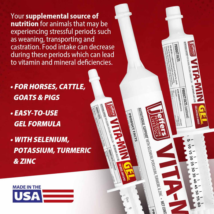 Jeffers Vita - Min Gel with Vit E & B12 for Cattle, Horses, Sheep, Goats & Swine - JEF2P2 - 30 cc - 1 - 2