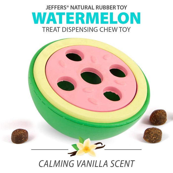 Jeffers Watermelon Natural Rubber Treat Dispensing Dog Dental Chew Toy with Vanilla Scent - I7QU - Multi - Small - 1 - 2