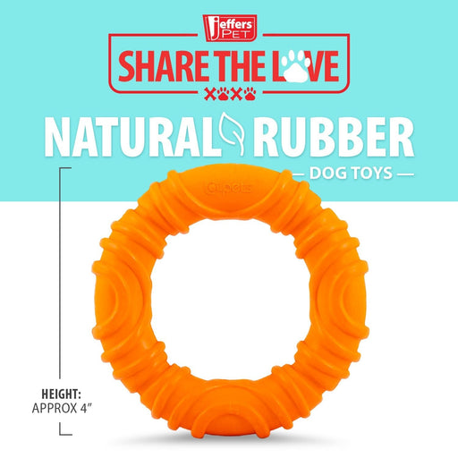 Jeffers Wavy Ring Tugger Natural Rubber Dog Chew Toy for Tug, Fetch & Dental Support - I7RU - Multi - Medium - 1 - 2