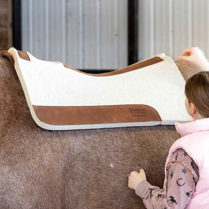Jeffers WoolLuxe 100% Wool Felt Equine Saddle Pad – Cushioned, Breathable, and Shock - Absorbing - JEF12Z - Cream - 30" x 30" - 3/4" - 7