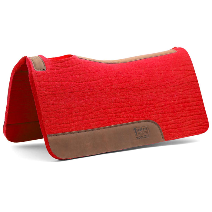 Jeffers WoolLuxe 100% Wool Felt Equine Saddle Pad – Cushioned, Breathable, and Shock - Absorbing - JEF13C - Red - 30" x 30" - 3/4" - 10