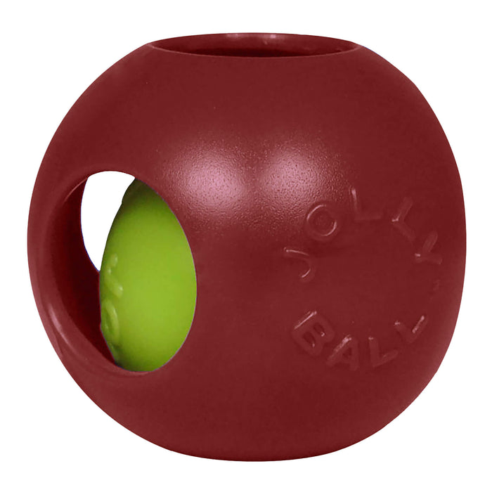 Jolly Teaser Ball Dog Toy – Interactive Ball - in - a - Ball, Floating, Durable Chase & Treat Toy - H7TC - Red - 4.5" - 1