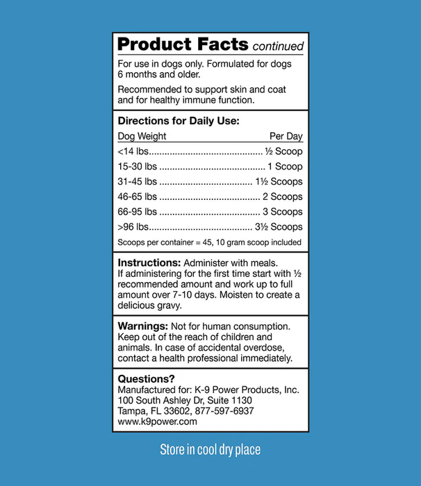 K9 Power Show Stopper Skin & Coat Supplement for Dogs - OGK5 - 1 lb - 6