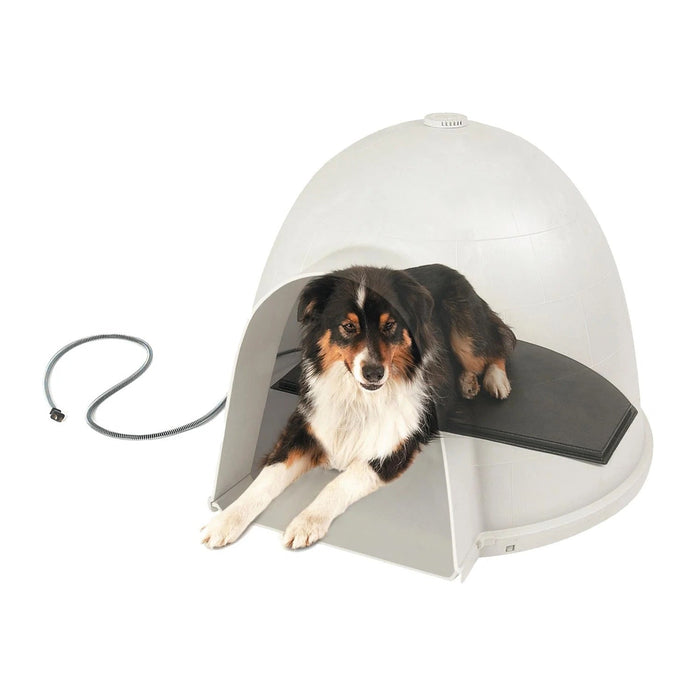 K&H Lectro - Kennel Igloo Style Heated Pad – Half - Round Indoor/Outdoor Dog House Heater - PCU7 - Black - Medium - 15" x 24" (60W) - 7