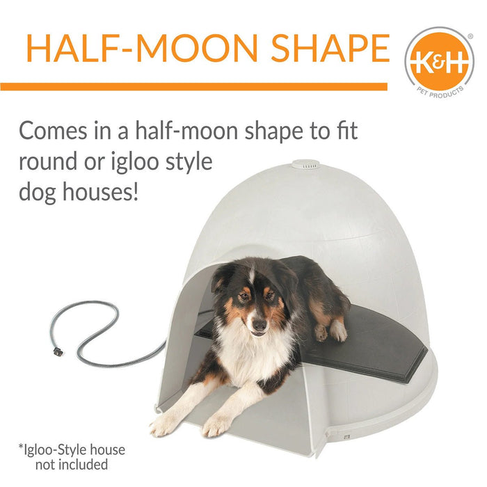 K&H Lectro - Kennel Igloo Style Heated Pad – Half - Round Indoor/Outdoor Dog House Heater - PCU7 - Black - Medium - 15" x 24" (60W) - 4