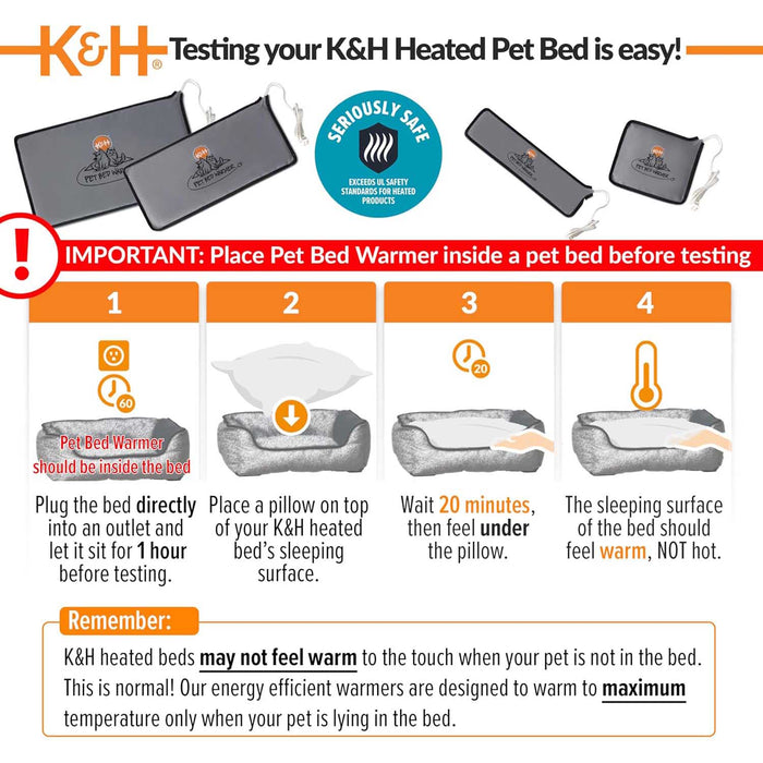 K&H Pet Bed Warmer – Indoor Heated Pad for Cats & Dogs, Thermostatically Controlled, Energy - Efficient, Safe for Arthritis & Comfort - PCVA - Grey - Small (10.25" x 9.25") 4W - 6