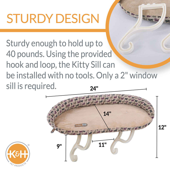 K&H Pet Products Deluxe Kitty Sill with Removable Bolster - PCFR - Tan - 14" X 24" - 2