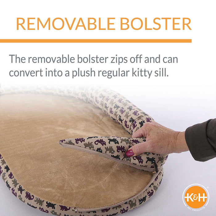 K&H Pet Products Deluxe Kitty Sill with Removable Bolster - PCFR - Tan - 14" X 24" - 4