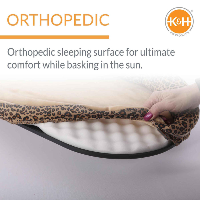 K&H Pet Products Deluxe Kitty Sill with Removable Bolster - PCFS - Tan/Leopard - 14" X 24" - 11