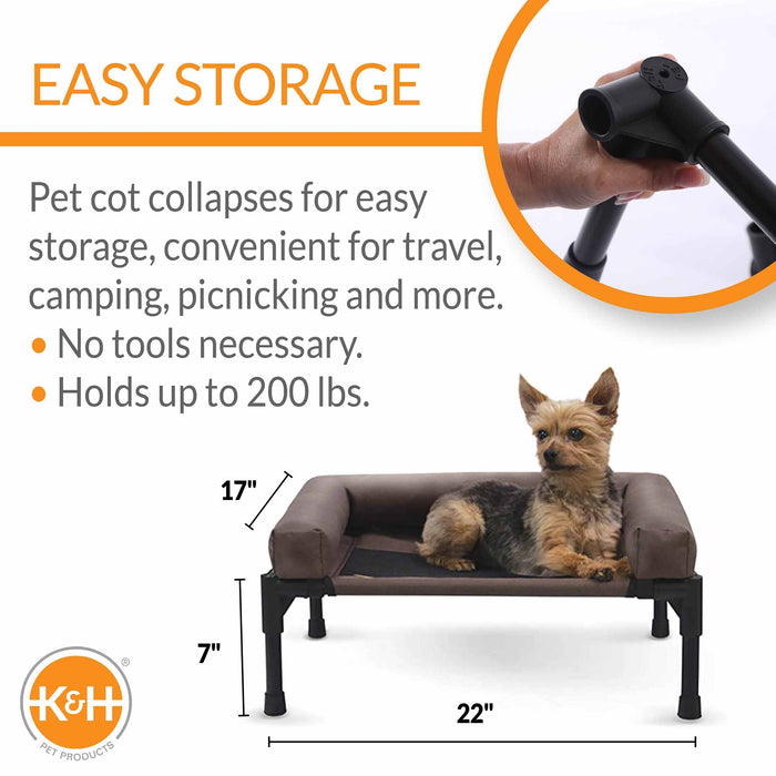 K&H Pet Products Original Bolster Pet Cot Elevated Pet Bed - PCGC - Chocolate/Black - Medium - 14