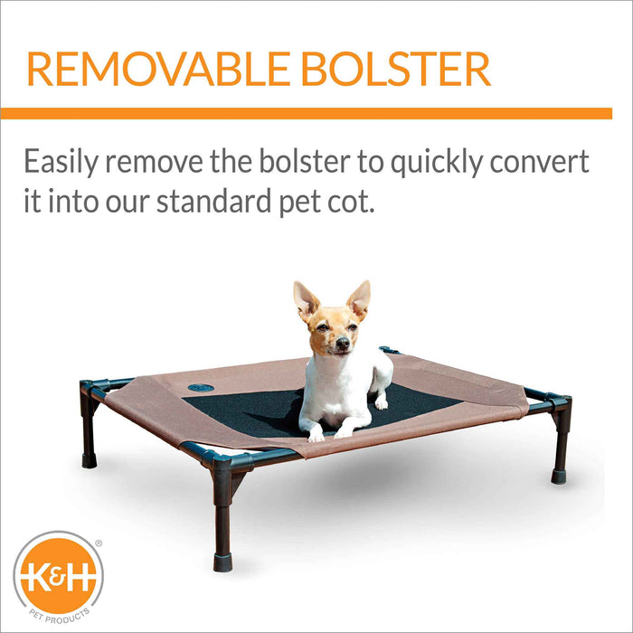 K&H Pet Products Original Bolster Pet Cot Elevated Pet Bed - PCGC - Chocolate/Black - Medium - 12