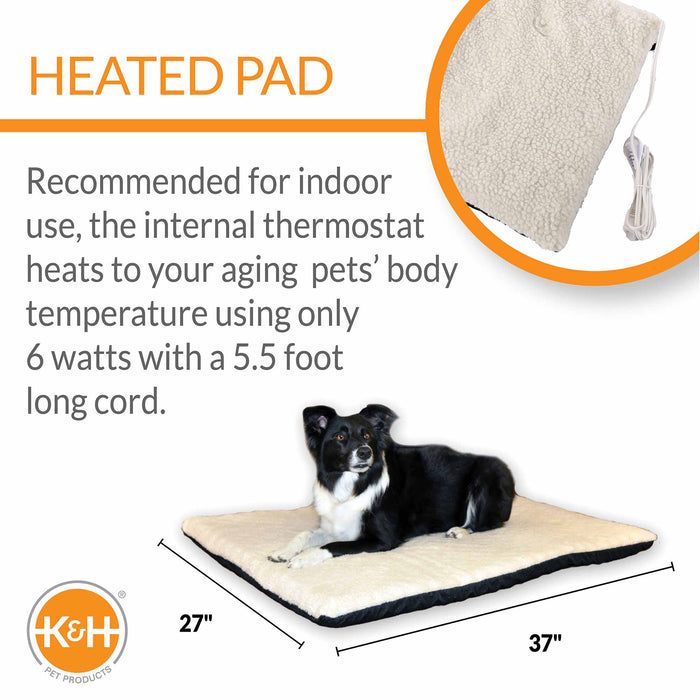 K&H Pet Products Ortho Thermo - Bed Heated Dog Bed, Fleece - PCGQ - White - XLarge - 9