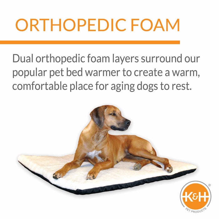 K&H Pet Products Ortho Thermo - Bed Heated Dog Bed, Fleece - PCGQ - White - XLarge - 3