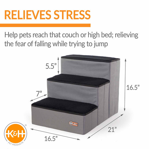 K&H Pet Products - Pet Stair Steps with Storage - PCGT - Gray/Black - 4 Stair - 2