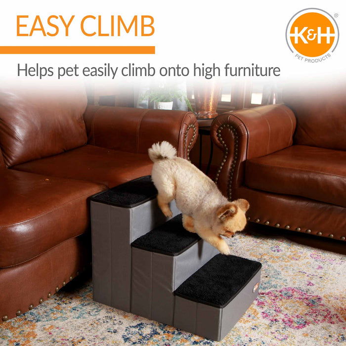 K&H Pet Products - Pet Stair Steps with Storage - PCGT - Gray/Black - 4 Stair - 5